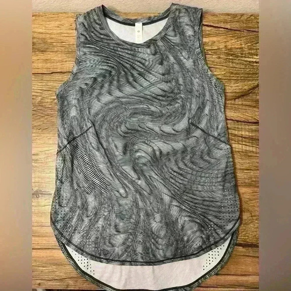 Lululemon Women Dimensional Icing Blue DWMM High Neck Split Hem Run Tank Top 2 - Picture 5 of 7